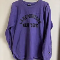 チャンピオン ロンＴ　フットボールTシャツ パープル M カレッジロゴ