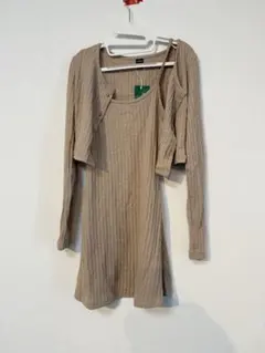 リブ編みキャミソールドレスセット