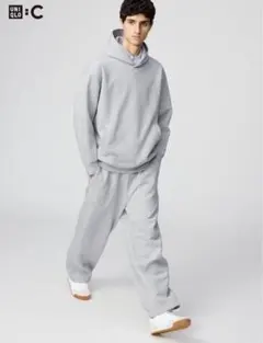 UNIQLO C スウェットワイドパンツ　グレー　S