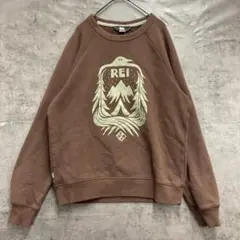 レイ REI スウェット 茶 プルオーバー プリント クルーネック【7745】