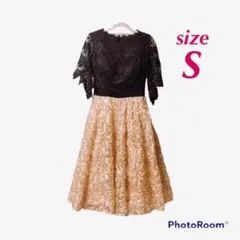 S★凄く細い方用★ドレス★花柄刺繍レース★お呼ばれ結婚式★ミモレ丈ワンピース