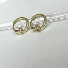 【1/28まで】釘モチーフデザイン フープピアス ゴールド