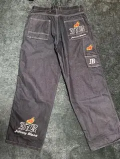 Johnny Blaze デニムパンツ 濃紺 刺繍ロゴのサムネイル