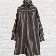 クレイジーアバウトエニシング 長袖 シャツ ワンピース ストライプ柄 綿100%