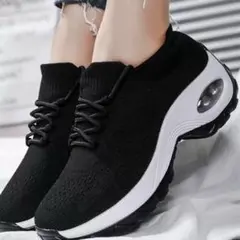 22日までエアクッションニットスニーカー 黒