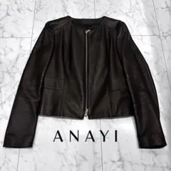 【クール】☆ANAYI☆ノーカラー☆黒☆レザー☆スタイリッシュ☆36☆Y2K☆のサムネイル