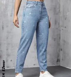 SHEIN デニムパンツ スパンコール装飾
