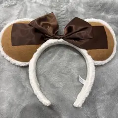 ディズニー ミニースウェードボアカチューシャ モコモコ　茶色　リボン