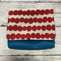 ☆ハンドメイド移動ポケット　赤ドット×ターコイズ