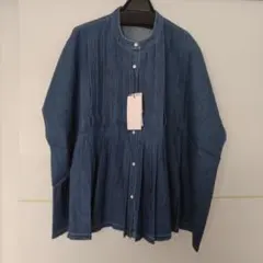 Vin デニムブルー ポンチョ風シャツ