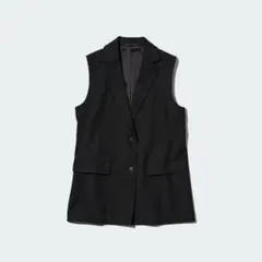 ユニクロ 2023年モデル ロングジレ セットアップ可能 ベスト ブラック XL