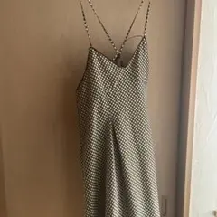 オリーブグリーン チェック柄 キャミワンピース