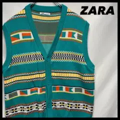 ZARA 総柄　ニット　ベスト　23