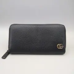 GUCCI グッチ 長財布 ラウンドジップ GG マーモント 黒 ジッパー