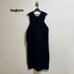 kagure かぐれ ウールコットンクルーネックワンピース ブラック
