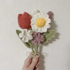 枯れない花束￤ハンドメイド￤かぎ針編み￤母の日￤ニットフラワー