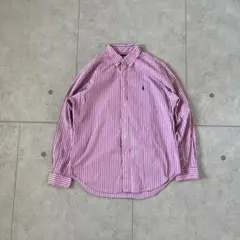 Ralph Lauren ピンク　ストライプ　クラシック　フィット　ブリーチ