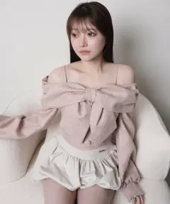 LIP SERVICE リボンオフショルロングスリーブトップス