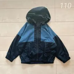 GU ジャケット 110 ブラック/ブルー　フード取り外し可