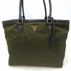 プラダ トートバッグ レザー×ナイロン A4可 肩掛け グリーン系 1BG158