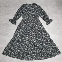 花柄ワンピース 柄ワンピース 総柄ワンピース レトロワンピース S