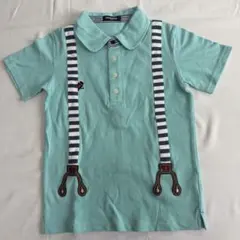 クレードスコープ サスペンダー柄半袖ポロシャツ パステルグリーン　130
