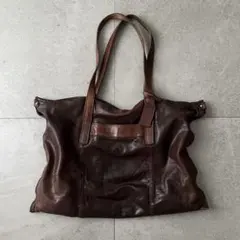 90s Vintage レザー トートバッグ 本革 ブラウン ラギッド アメカジのサムネイル