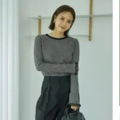 しまむら 田中里奈　mysa ボーダー 長袖 テレコボーダーTシャツ