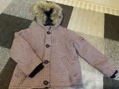 チェック柄ファー付きダウンコート