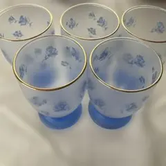 桂由美 (Yumi Katsura) 青い花柄 ミニグラスのセット