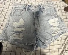 ライトブルーダメージデニムショートパンツ