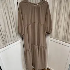 mir..×kokoモカ色ロングワンピース☆Mサイズ☆ティアード【新品未使用品】