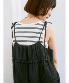 サマンサモスモス ブルー ワッシャーフリルボリュームサロペットのサムネイル