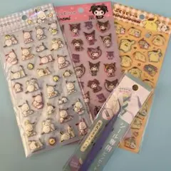 ダイソー　ぷくっとシール　クロミ　ポチャッコ　ポムポム　シール専用ピンセット