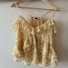OLD NAVY キャミソール 花柄 フリル イエロー Mのサムネイル