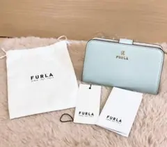 FURLA 水色 二つ折り財布 保存袋付き