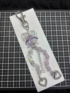 ビーズキーホルダー パープル クラゲ