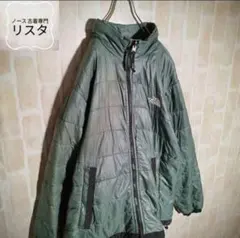 【希少デザイン】ノースフェイス 薄手ライトダウン ナイロンジャケット L カーキ