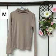 神戸レタス M タートルネック長袖トップス ベージュ 裏起毛 暖か 秋冬のサムネイル