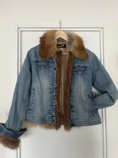 ファー付きデニムジャケット L インナー取り外し自在 おしゃれなデザインです