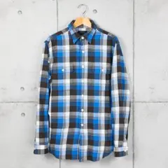 Poloラルフローレン　ネルシャツ　ブルー×ホワイト×ブラック　サイズL