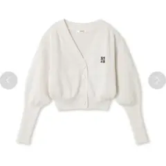 SNIDEL ロゴ刺繍クロップドカーデ アイボリー