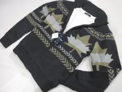 【新品/即戦力/楓柄】ノルディック柄 裏ボア フルジップ ニットJKT■L