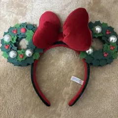 ディズニー　クリスマス　2024　カチューシャ　クリスマスリース　リボン　ミニー