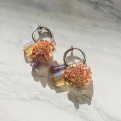 Orange shower hoop earrings