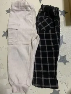 カーゴパンツとチェック柄ボトムスセット 95