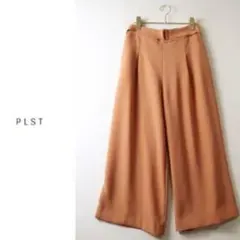 plst 秋色パンツ クロップドパンツ ライトブラウン オレンジ ワイドパンツ