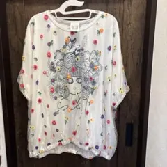ScoLar スカラー 花刺繍チュール重ね スカラーちゃん Tシャツのサムネイル