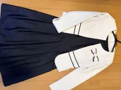 ワンピーススーツ ホワイト/ブラックリボン付き