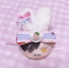 ヘッドドレス おまんじゅう ぬいぐるみ うさぎ ピンク 青 リボン